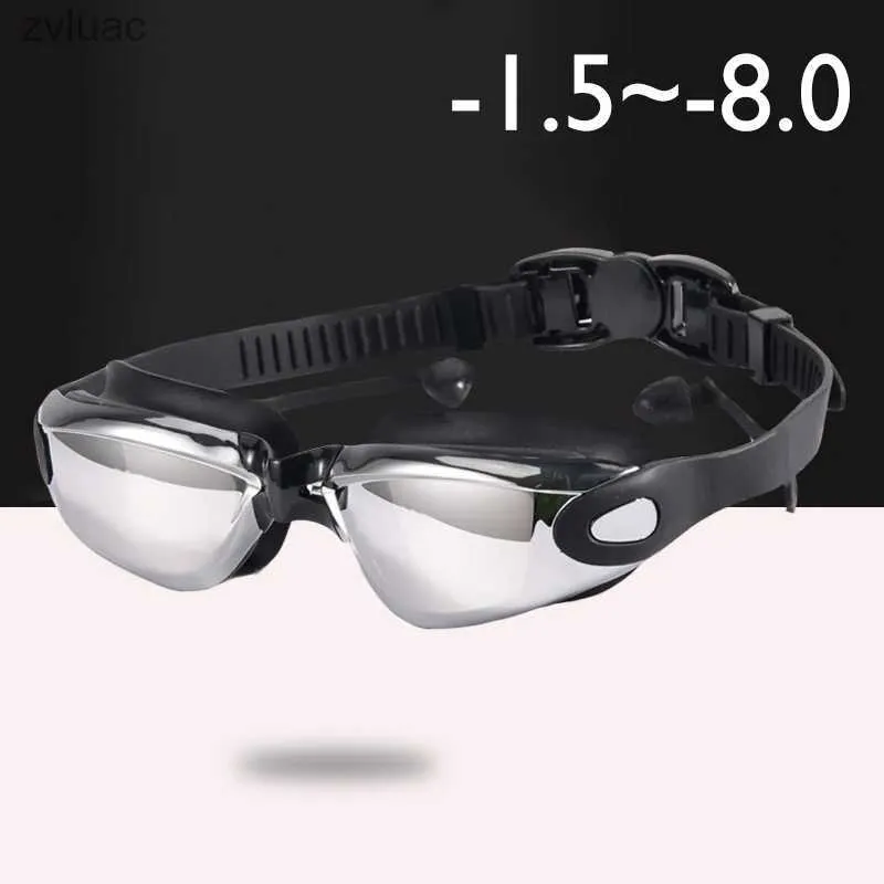 Accessoires de plongée hommes femmes Silicone placage étanche clair Anti-buée UV myopie lunettes de natation lunettes dioptrie sport lunettes de natation sans boîte YQ240119