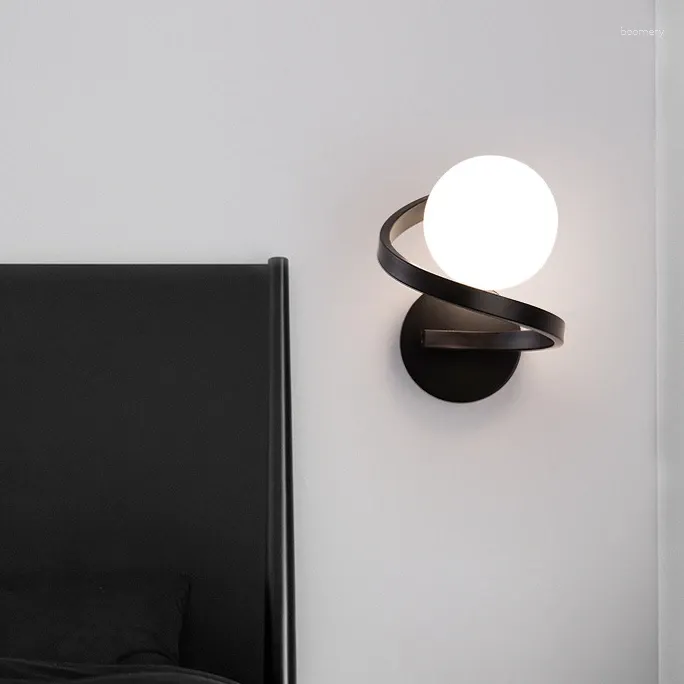 Wall Lamp LED Living Room Background E27 Modern Staircase Sconce Bedroom Bedside Glass Light