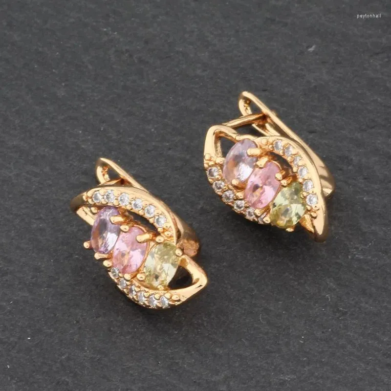 Dangle Earrings Luxury Gold Colorful Zircon Curve Earring Symmetry Piercing Hoops For Women Unusual Party Jewelry Gift