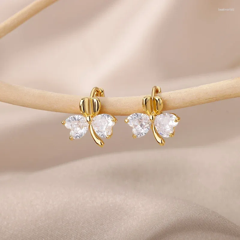 Stud Earrings Stainless Steel For Women Geometric Butterfly Twist Heart Zircon Earring Minimalist Wedding Aesthetic Jewelry 2024