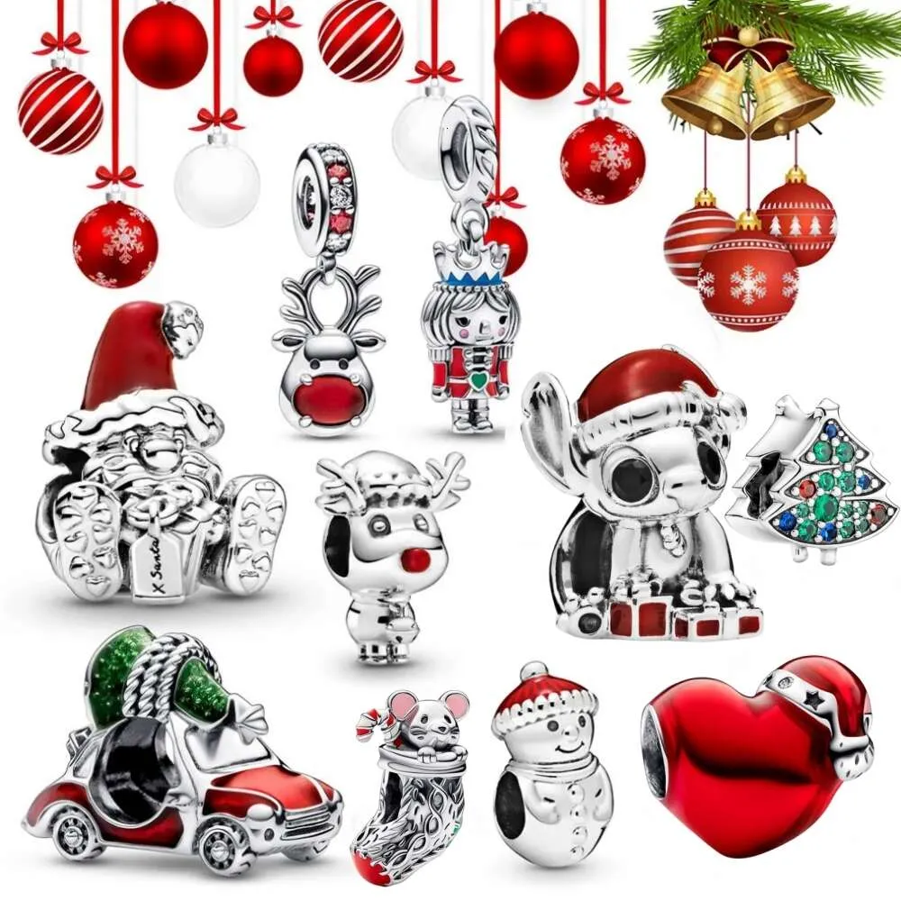 Neue Charme Weihnachten Schneemann Charms Elch Baum Perle Anhänger Fit Original-Pan Armband Frauen Schmuck DIY Geschenk