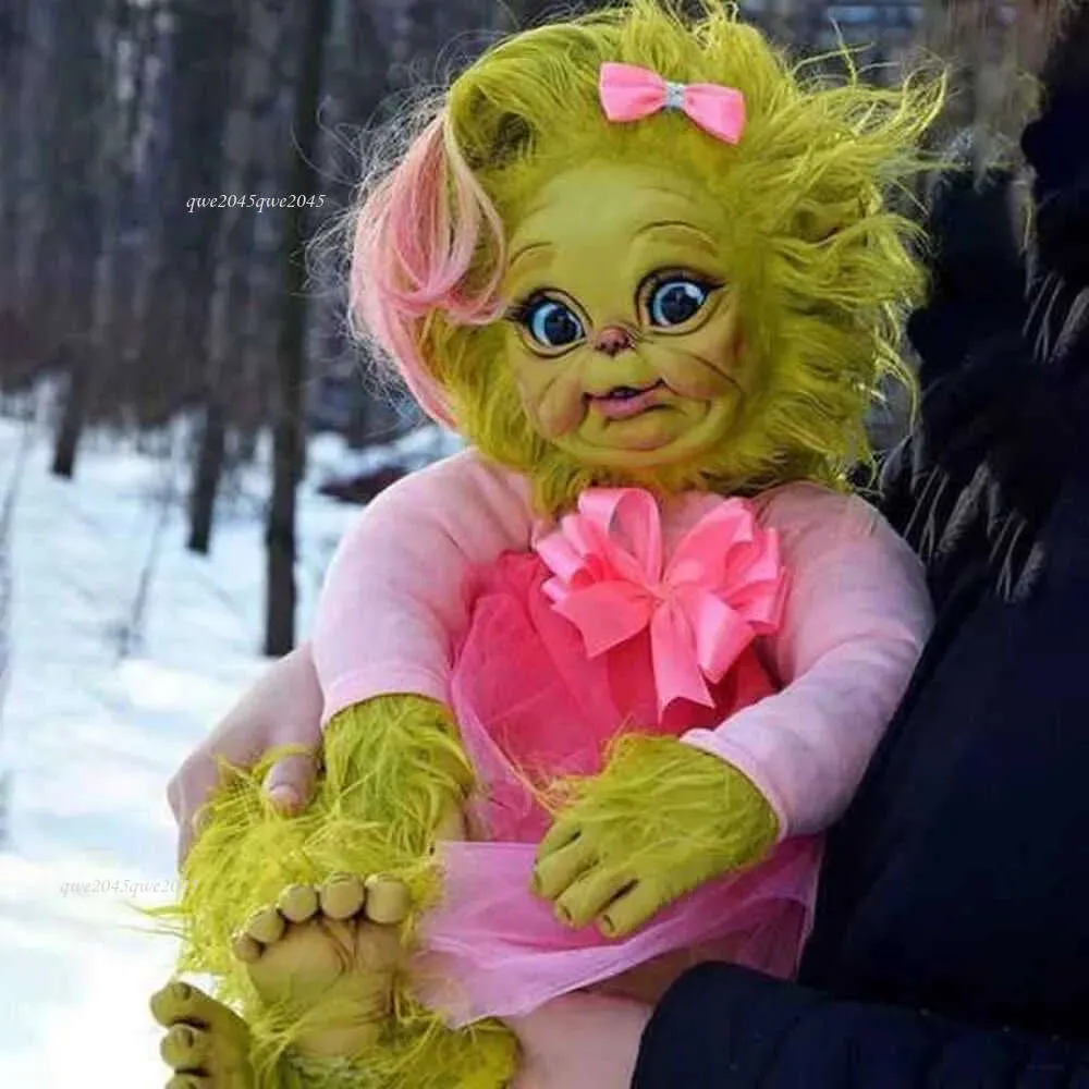 Decorações brinquedo grinch reborn designer bebê realista dos desenhos animados simulação de natal boneca crianças presentes de halloween recheado pelúcia criança brinquedos dropshippin3jxp