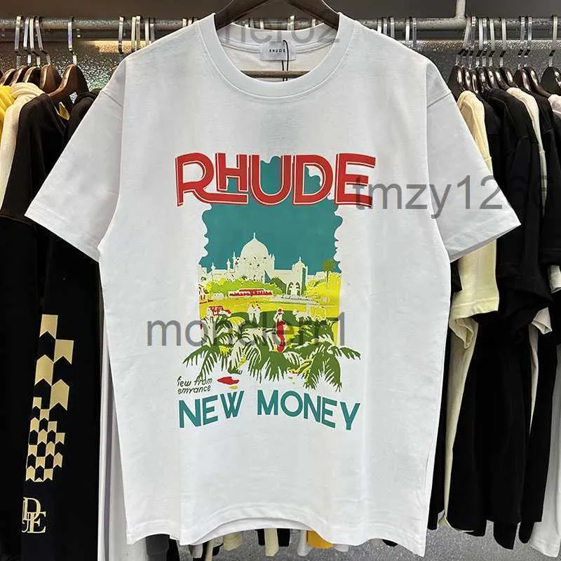 Heren T-shirts Rhude T-shirt Kasteel Kokospalm Vensterbank Schilderachtig Casual Los Ademend T-shirt met korte mouwen Heren Dames Koppels Top Tee 240816 Zosi Dqp6 6VTS