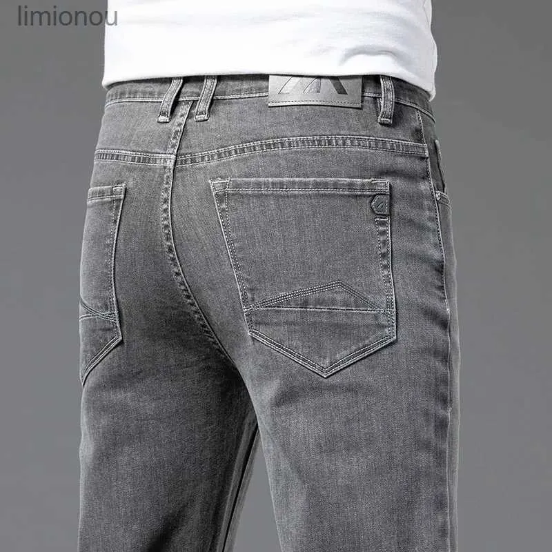 Herren Jeans Vintage Kausal Jeans Hosen Männer Kleidung Straight Fit Blau Grau Denim Jeans für Männer Stretch Hosen Sommer Frühling Mode 2023L240119