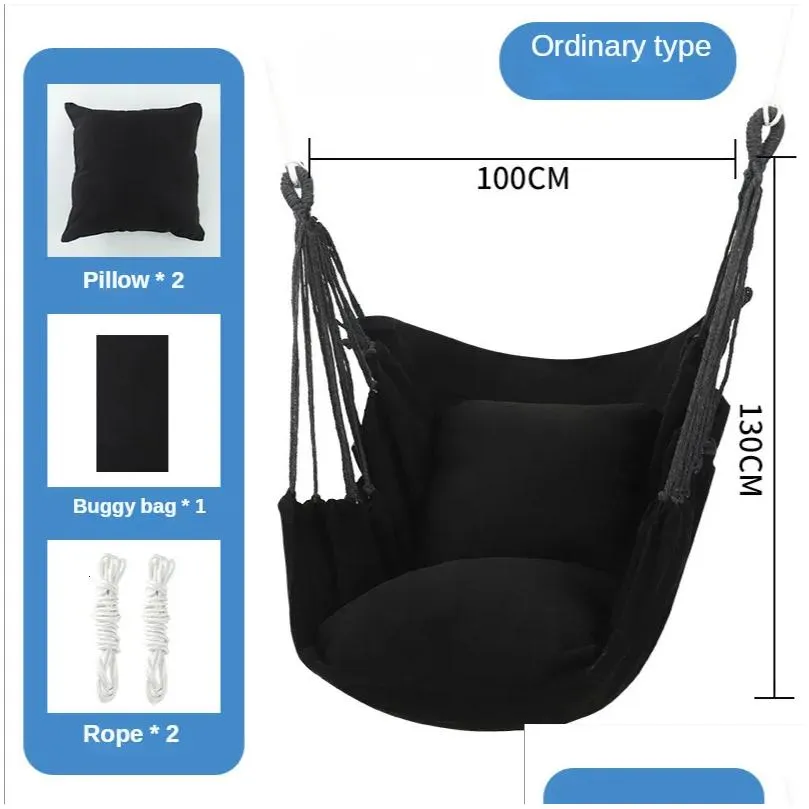 Redes Penduradas Swing Canvas Cadeira College Student Dormitório Hammock com travesseiro Indoor Cam Adt Lazer Drop Delivery Home Garden Fur Dhvgb