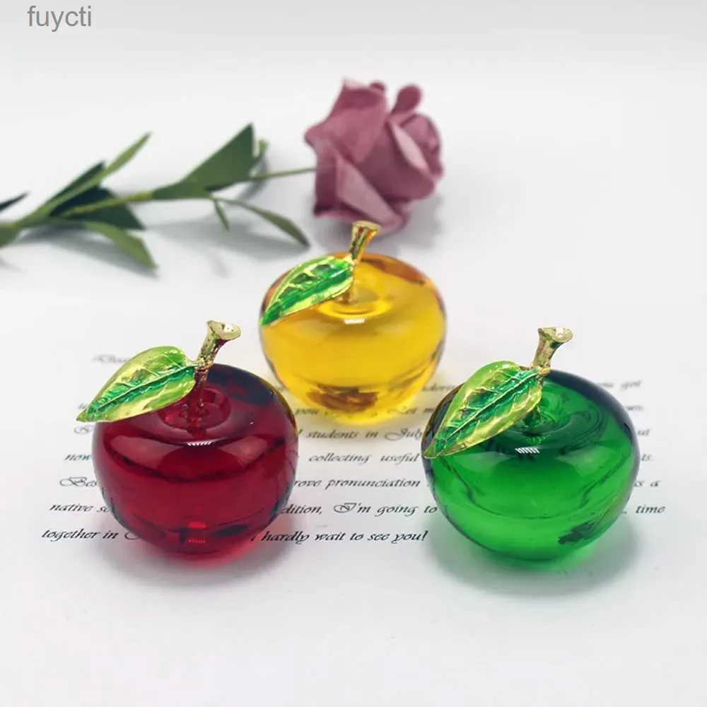 Arts and Crafts Apple Ornaments Coloured Glaze Decoration Glass Home Decoration Crystal Quartz red Yellow lucency Gift Souvenir YQ240119