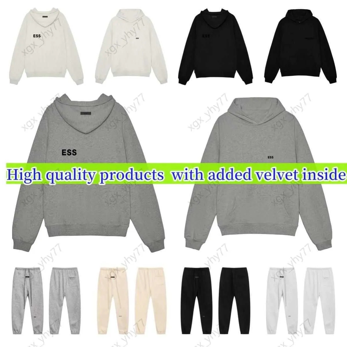 Essentialsweatshirts for men and women Essentialshoodie thin velvet hoodie casual fashion trend designer sportswear hoodie set casual oversized cotton hooded dd