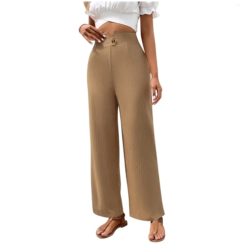 Frauen Hosen Damen Casual Mode Einfarbig Taste Mid-Rise Hosen Offizielle Store Ropa De Mujer Pantalones