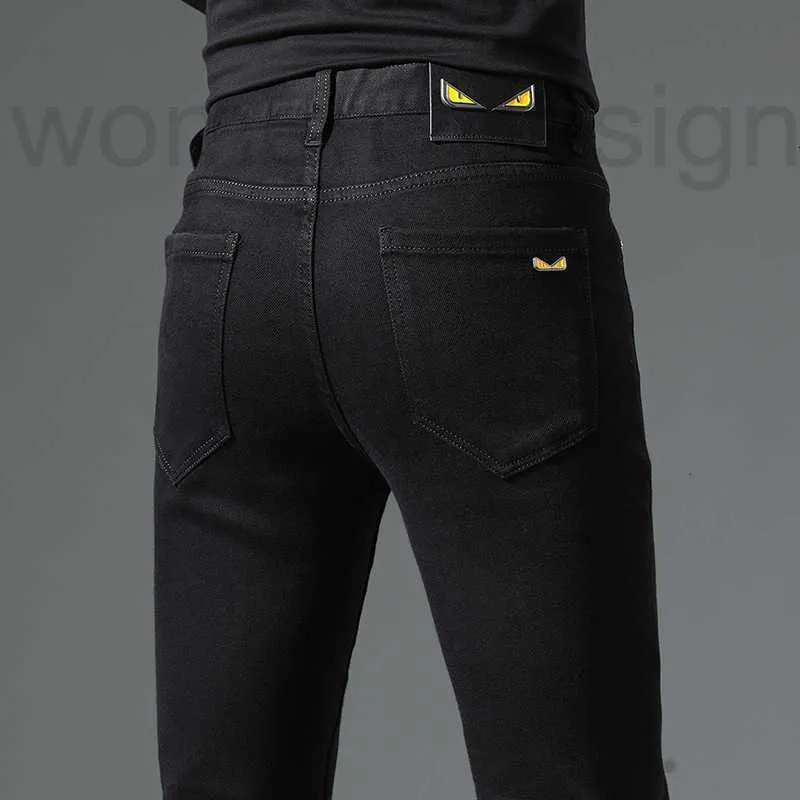 Jeans masculinos designer 2022 outono alta moda casual fino ajuste estiramento versátil rua coreano pés calças 8822