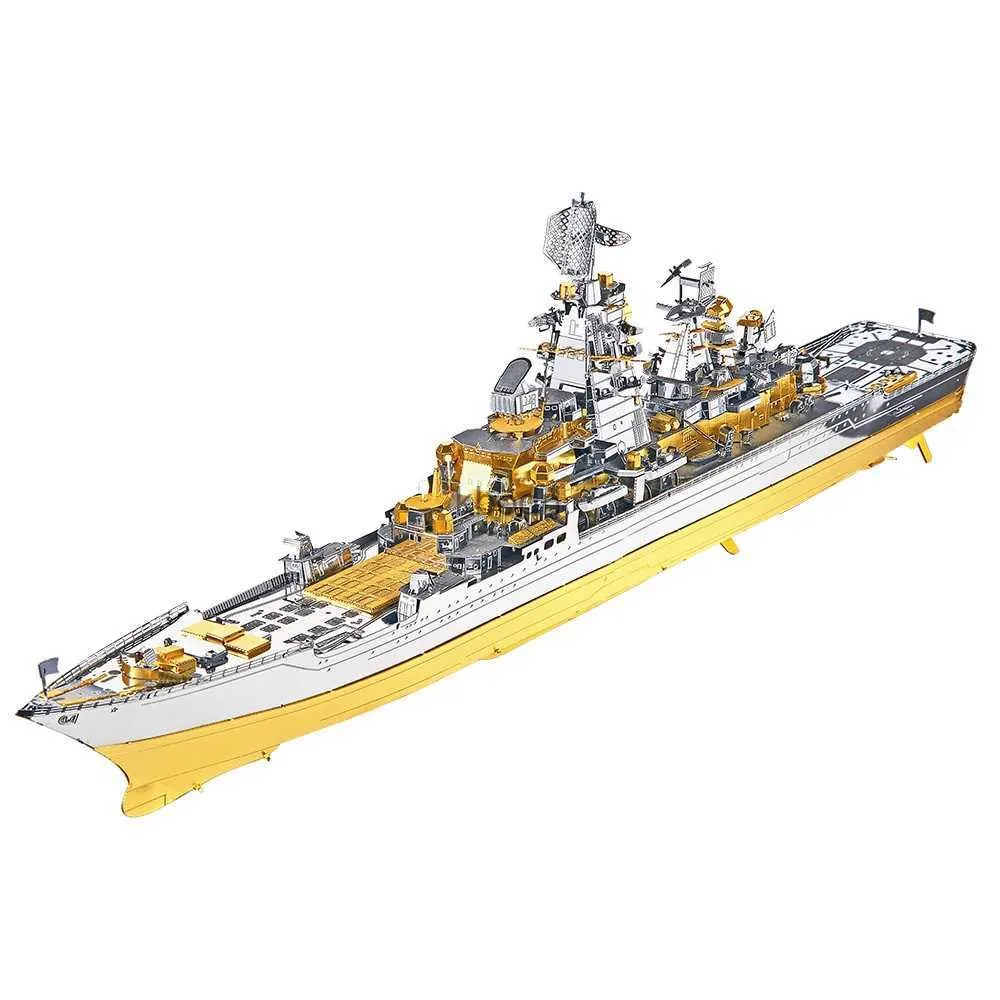 Ferramentas de artesanato Piececool 3D Metal Puzzle -Russo Battlecruiser Pyotr DIY Jigsaw Toy Model Building Kits Presentes de Natal para Adultos YQ240119