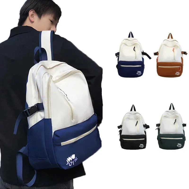 Bolsas Mochila escolar para niñas Diseño de contraste de color Mochila para parejas de moda Mochila escolar para estudiantes de gran capacidad Bolsa fresca de tendencia de viaje