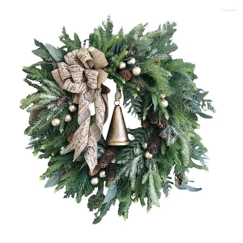 Decorative Flowers Christmas Wreath Artificial Wall Garland Bell For Porch Garden Easter All Season Outdoor Indoor