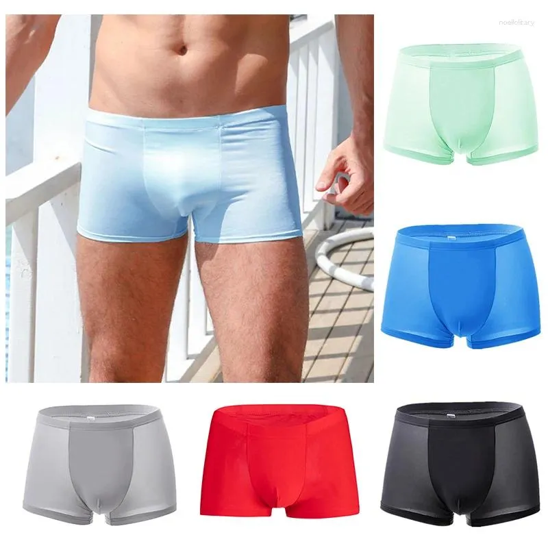 Mutande Intimo Uomo Mutandine Boxer in seta di ghiaccio Senza cuciture Stile sexy Uomo Boxer ultrasottili traspiranti Uomo