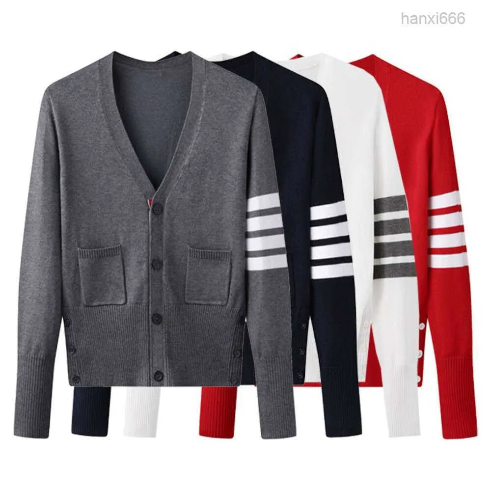 Spring and Autumn Seasons Primordial Year Red Tb Knitted Cardigan Short Coat Casual Men Women Couple Decoration Body Versatile Sweater