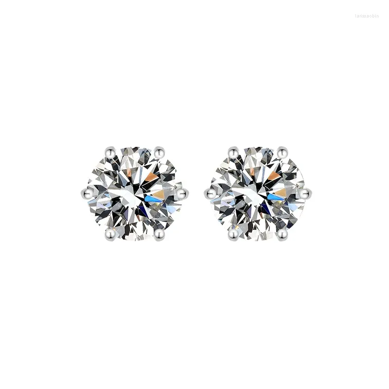 Stud Earrings Moissanite Women's Valentine's Day Sterling Silver S925 One Carat Encrusted With D Grade
