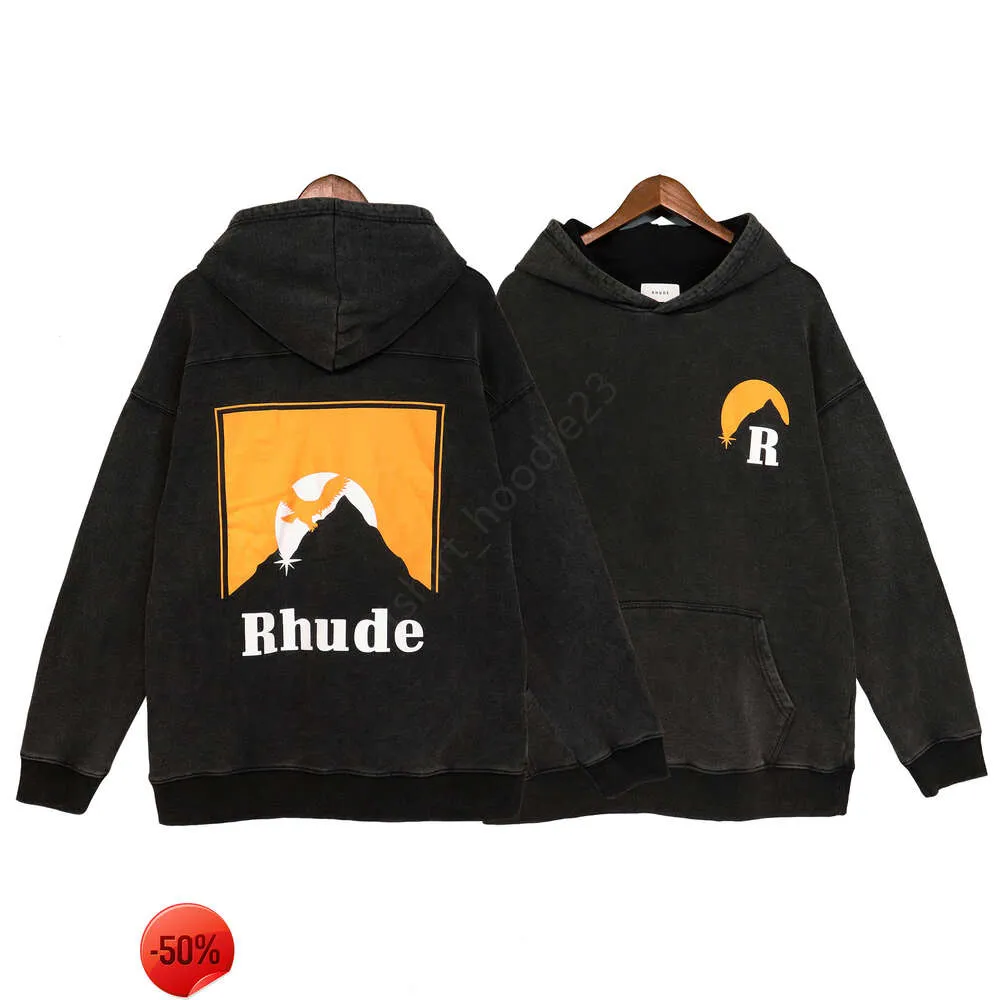 24ss mens rhude full zip up cotton jacket street fashion brand embroidery Rhude loose terry cardigan sweater lpm