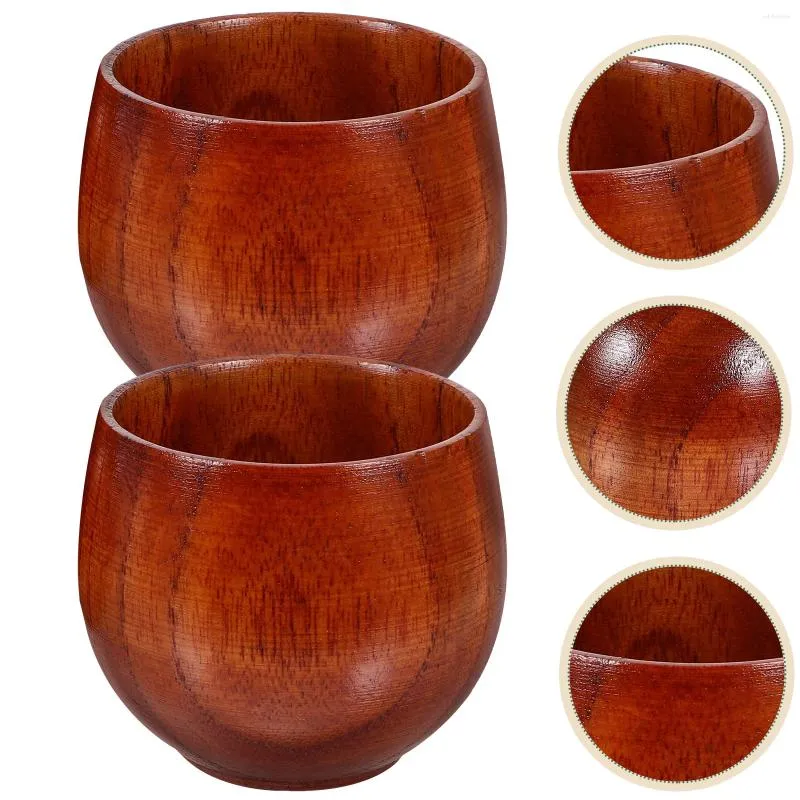 Wine Glasses 2 Pcs Hand Made Wooden S Glass Chinese Tea Cups Sake Ochoko Jujube Japanese-Style