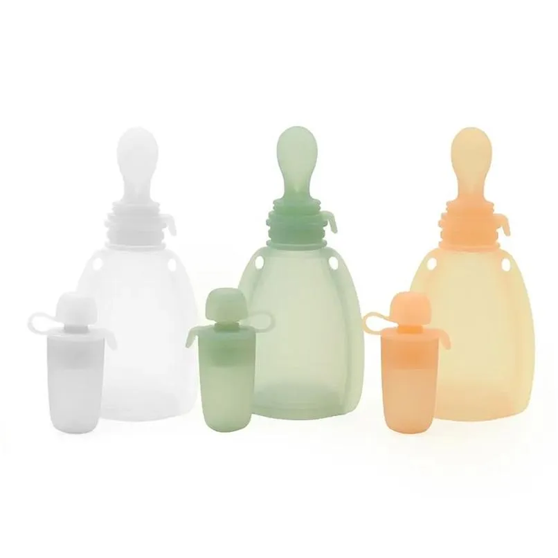 Autre bébé alimentation Sile Squeeze cuillère bouteille Bpa qualité alimentaire portable purée poche rechargeable conteneur pour bébé sacs de stockage de lait Drop de Dhot4