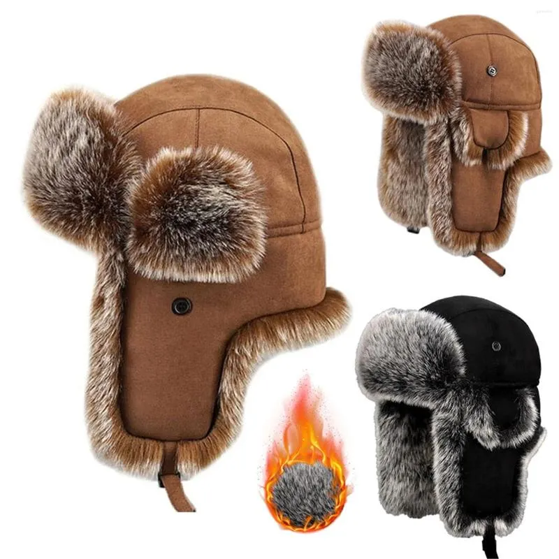 Boinas Trapper Warm Trooper Hat Winter Skiing Cap Mujeres Hombres Sombreros para orejas Ski Ear Hombres Caza