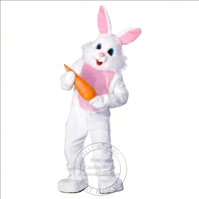 Weißes Kaninchen Maskottchen Kostüm Cartoon Thema Charakter Carnival Unisex Halloween Karneval Erwachsene Geburtstagsfeier Ausgefallene Outfit für Männer Frauen