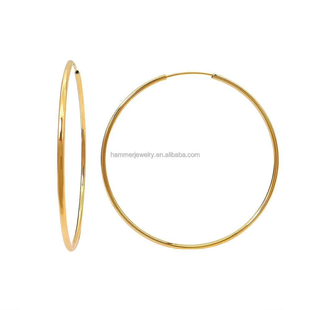 Hot Trending Products 50Mm Big Hoop Loop Jewelry Round Solid Gold Hie Earrings For Women