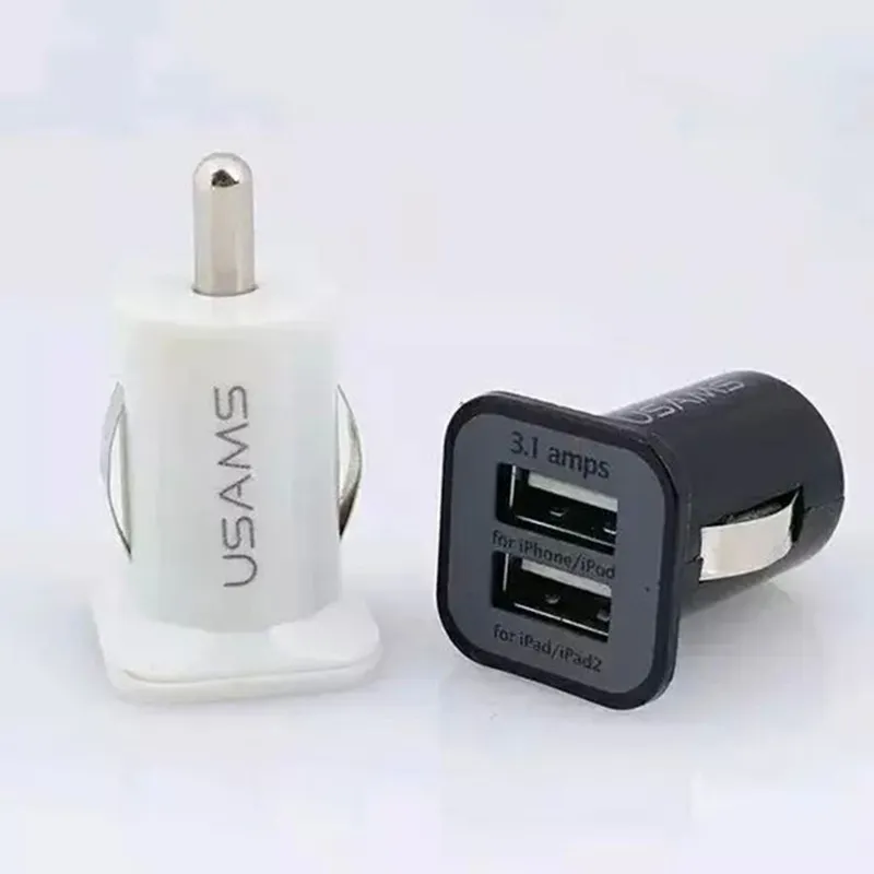 3.1A شاحن سيارة USB مزدوج 2 منافذ 12-24V شحن المواد المعدنية للهاتف