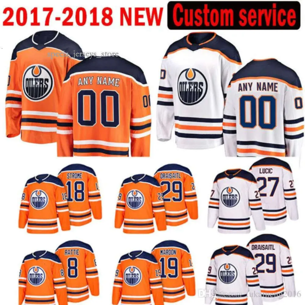 Niestandardowa gorąca wyprzedaż Nowe olejki Lucic 29 Draisaitl Edmonton Jersey 18 Ryan Strome 8 Ty Rattie 19 Patrick Maroon Hockey Jerseys 5999 5189 8538