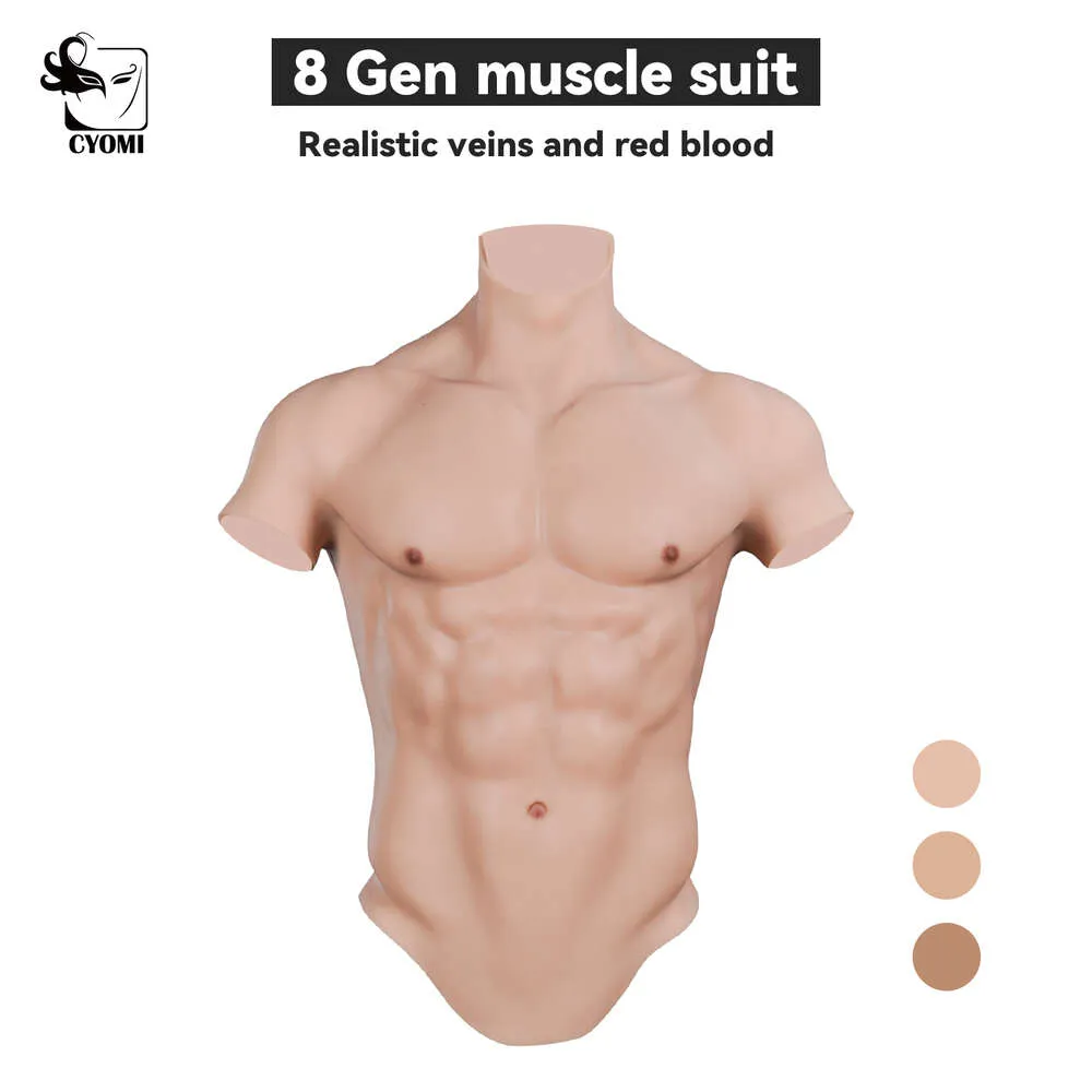 Accessori per costumi Silicone realistico Abito maschile Petto Simulazione artificiale Muscoli Cosplay Pancia finta Muscolo Crossdresser