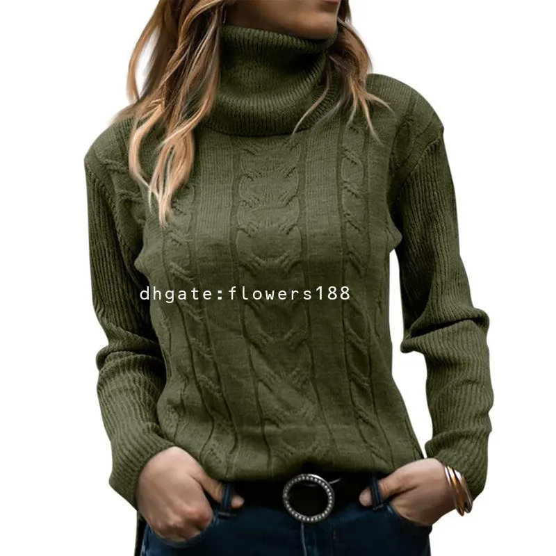 女性用セーター2024ヨーロッパとアメリカの秋と冬の新しい女性のセーターソリッドカラータートルネック長袖ルーズプラスサイズニットウェア