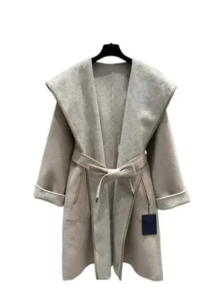 Manteau à capuche réversible en laine et Tweed pour femme, veste de styliste, nouvelle collection automne et hiver en cuir d'agneau, garniture enveloppée, 2BAED