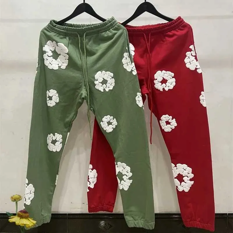Męskie spodnie gotowe do łzy swobodne spodnie mężczyźni mężczyźni Para Kapok Piana drukowana wysokiej jakości Hip Hop Streetwear Multicolour Spodni J240120