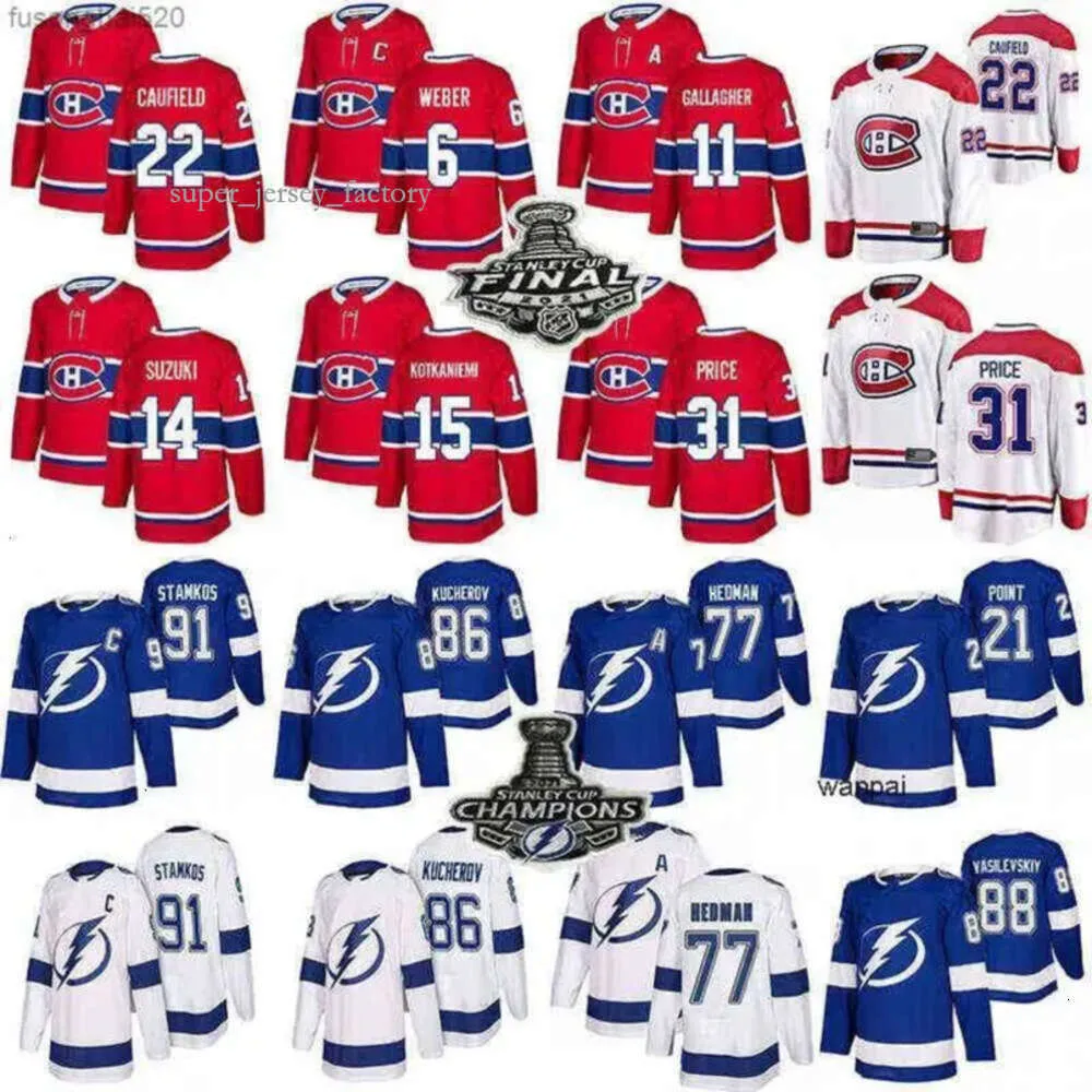 Niestandardowe mężczyźni Młodzież Montreal Canadiens Hockey Jerseys 22 Cole Caufield 14 31 Carey Price Tampa''Bay''Gighing 91 Steven Staos 86 Kuche 8942 8678