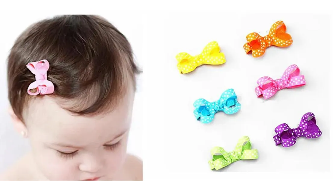 100 pz 2 "punto d'onda punto fiocco per capelli clip bambino mini fiocchi per capelli nastro in grosgrain boutique bowknot con clip a coccodrillo copricapo accessori BJ