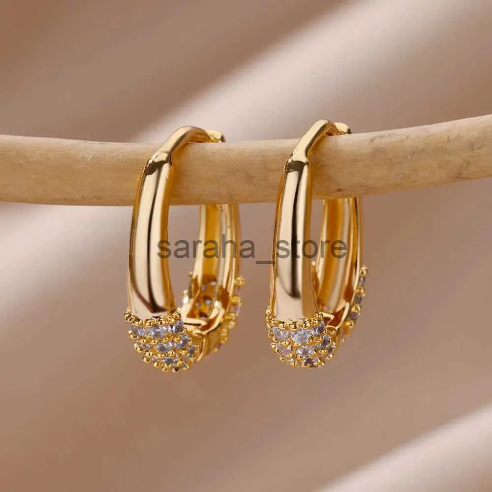 Stud Chunky Owalne Kolczyki dla kobiet złoty kolor stal nierdzewnych Earr2023 Trend Weddjewelry para prezent Aretes Mjer J240120