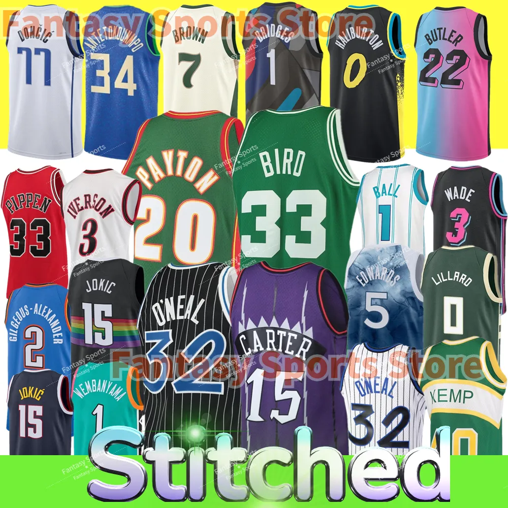 Neue Retro Männer Kinder BALL 1 Wembanyama Basketball Jersey Lillard Morant tatum CURRY Iverson 32 Shaq Butler Carter Giannis Larry 33 Bird DONCIC booker Durant Shai Jersey