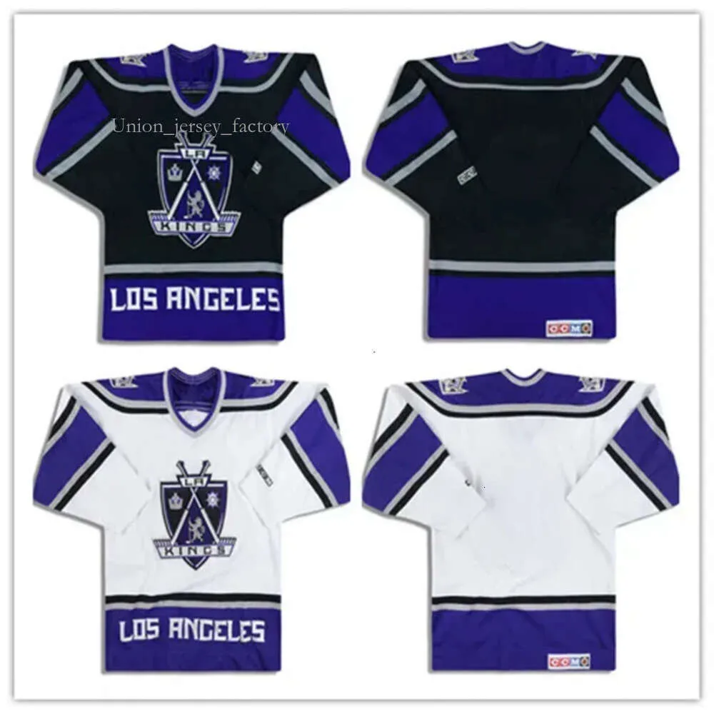 Niestandardowe dostosowane vintage 1999-02 La Kings 20 Luc Robitaille CCM koszulka 4 Rob Blake Home Away Away Black White Hockey koszulki