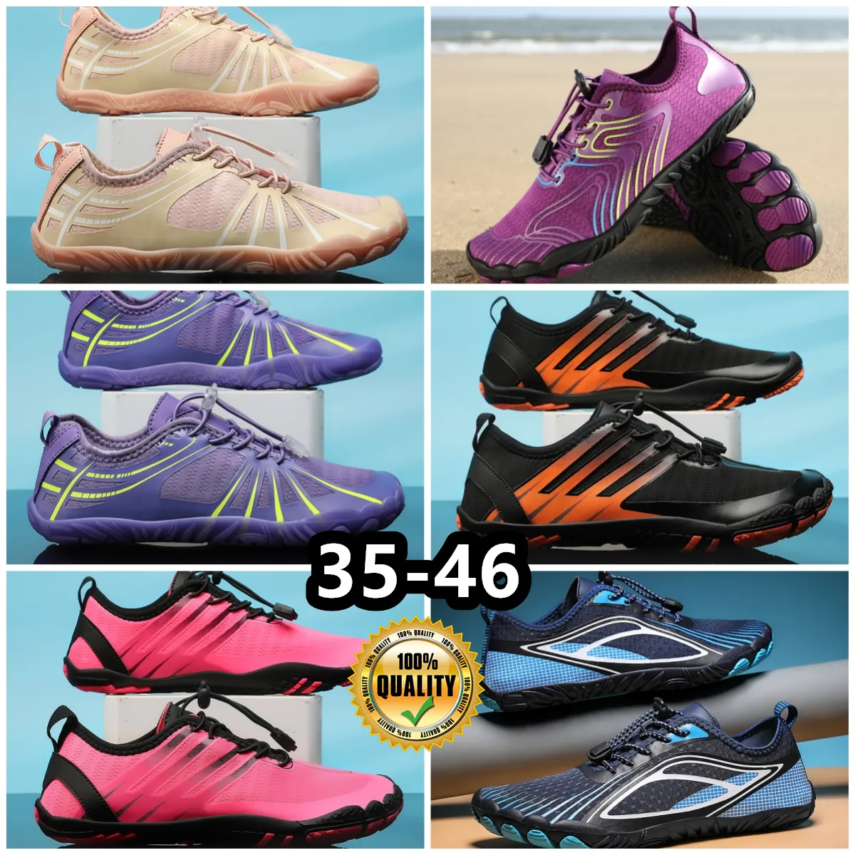 Chaussures décontractées Sandales Waters Shoes Hommes Femmes Plage Aqua Chaussures Séchage rapide Pieds nus Randonnée Wading Sneaker Natation EUR 35-46 doux et confortable