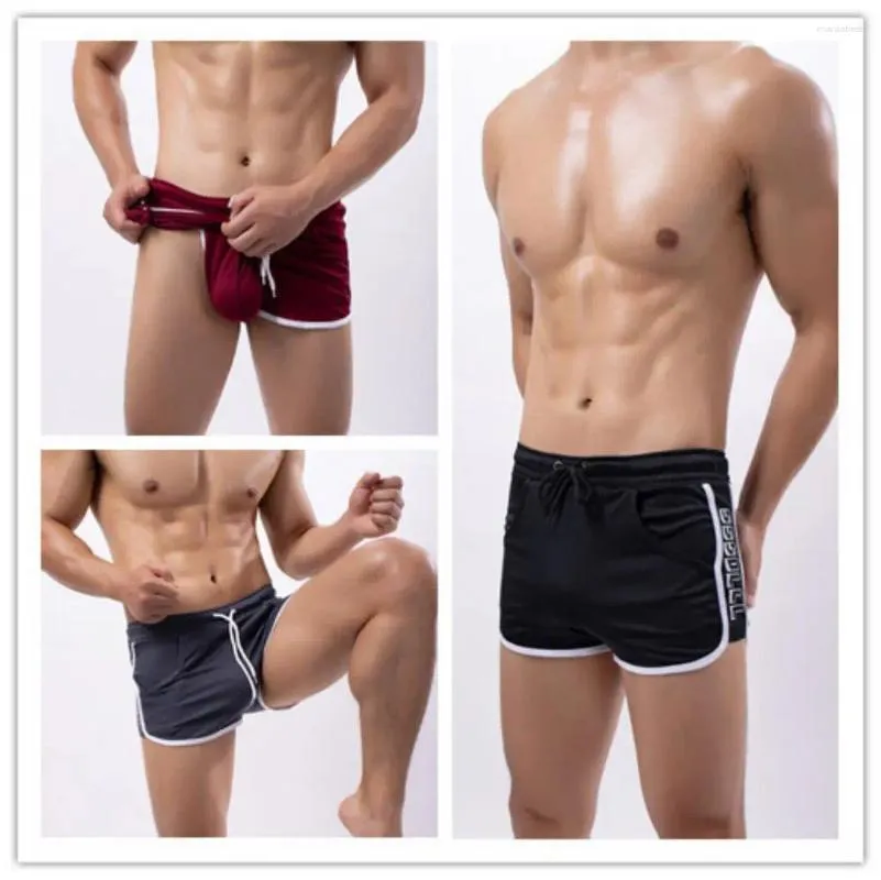 Cuecas homens esportes boxer shorts calças de fitness confortável pele amigável praia macia primavera natação arro