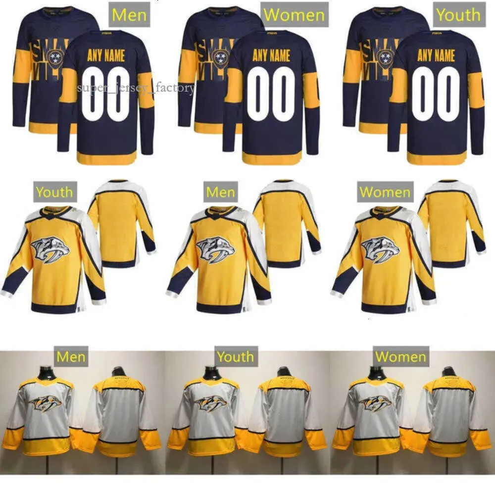 Koszulki hokejowe Nashville''predators Custom 64 Mikael Granlund 11 Luke Kunin 84 Tanner Jeannot 13 Yakov Trenin 90 Mark Borowiklecki 45 6543 4733