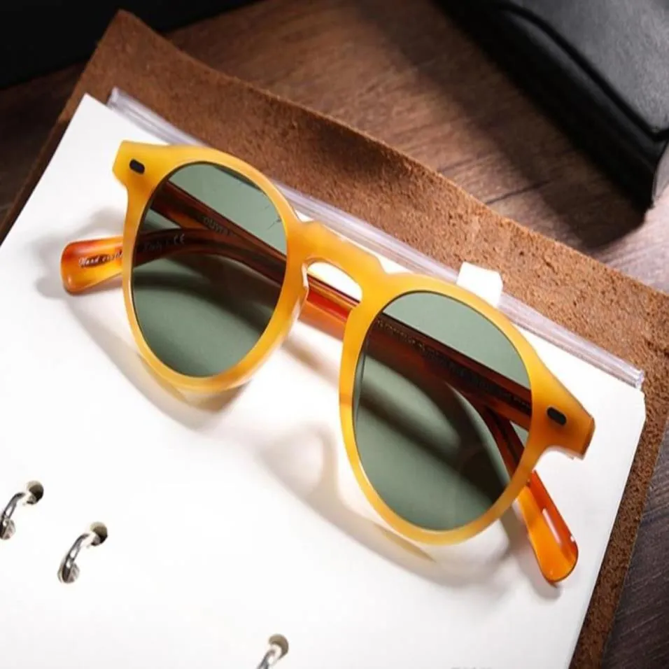 Мужчины Женщины 45 мм 47 мм 2 рассеяния OV 5186 Винтажные поляризованные солнцезащитные очки OV5186 Retro Gregory Peck Brand Brand Sun Glasses Eyewear с Original2858