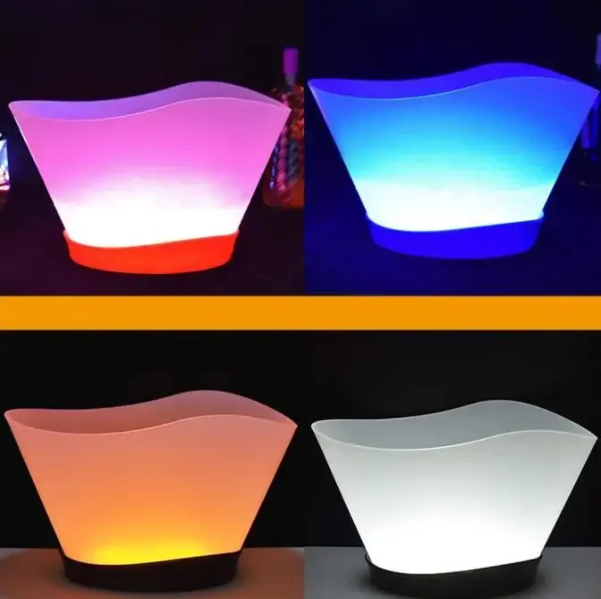 12L LED Rechargeable Ice Buckets 6 Color Bars Nightclubs Light Up Champagne Wine Bottle Holders Beer whisky Cooler SN1541
