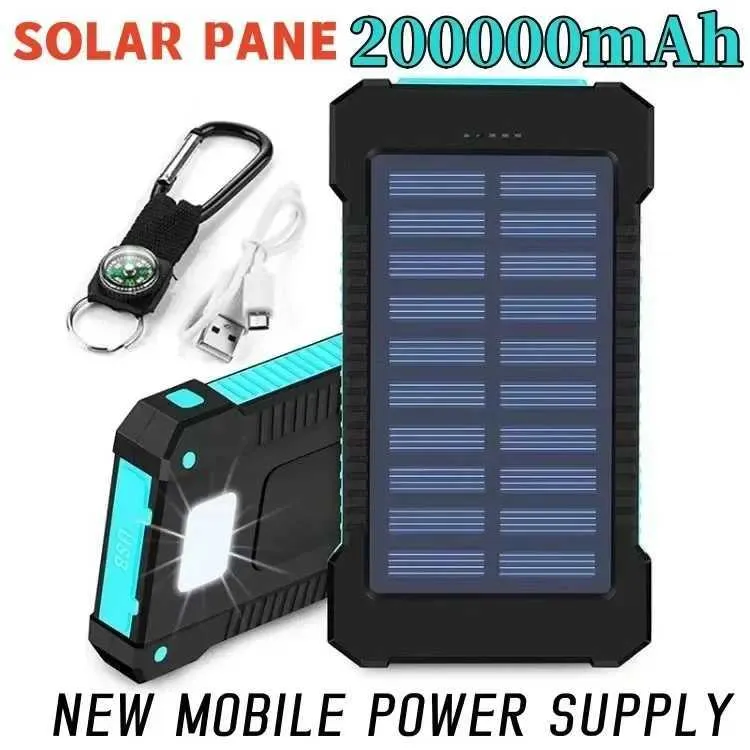 Banche di alimentazione per telefoni cellulari 200000mAh Batteria esterna Banca di energia solare Torcia LEDSOS Ricarica VELOCE Powerbank portatile impermeabile per telefono cellulare intelligenteL2301