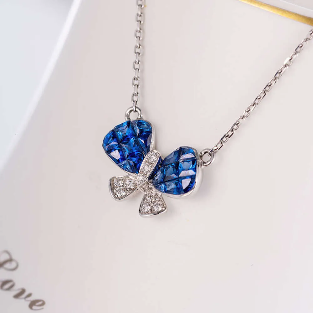 Bijoux pour femmes, collier personnalisable en or naturel bleu saphir papillon, vente en gros, 2022