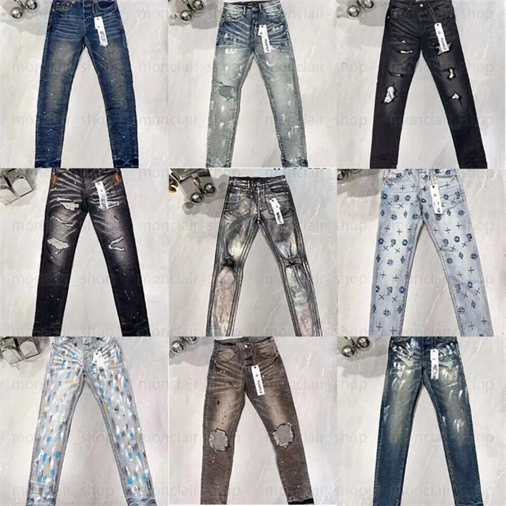 Jeans violets pantalons de créateur jeans nouveaux jeans stretch slim douleur pantalons déchirés pantalons décontractés de mode style de rue de qualité supérieure