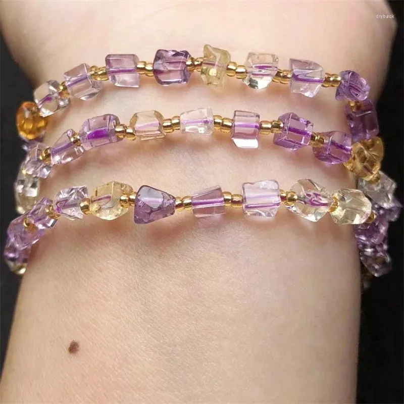 Bracelets à maillons en amétrine naturelle, 1 pièce, breloques, brin, bijoux exquis, cadeau, guérison, énergie cristalline