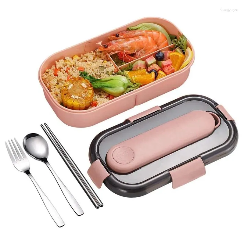 Lunchbox für Erwachsene, 3 Fächer, Salat mit Löffel und Gabel, mikrowellengeeignet, Portionskontrolle