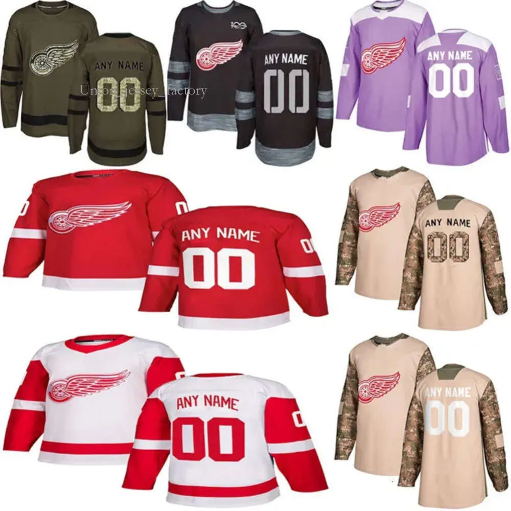 2019 Notícias Detroit Red Wings Múltiplos Estilos Mens Nome Personalizado Qualquer Número Camisas de Hóquei 3331