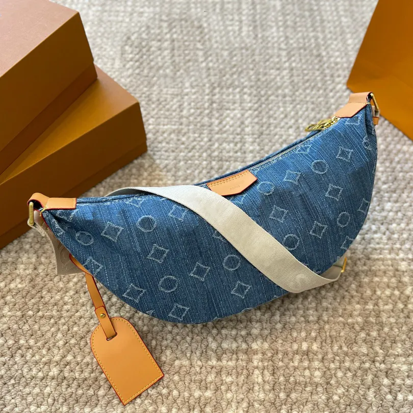 24SS Dames Denim moet zakken gevlochten stof schouderbanden diagonale crossbody tas ontwerper handtassen voor vrouwen met muntenbeurt 38 cm
