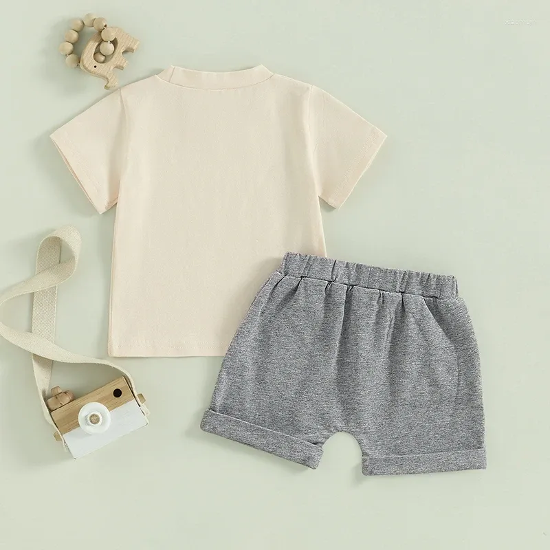 Ensembles de vêtements bébé garçon fille vêtements d'été gamme libre coq chemise à manches courtes short solide ensemble cadeau d'amant de poulet tenue pour tout-petits