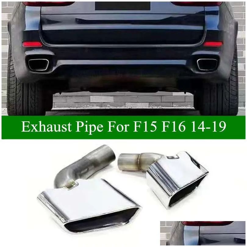 أنبوب العادم 2 PCS أنابيب كاتم الصوت الفولاذ المقاوم للصدأ Sier/ Black لـ X5 x6 F15 F16 Upgrade x5m x6m m bodykit 2014- إسقاط توصيل السيارات otxoo